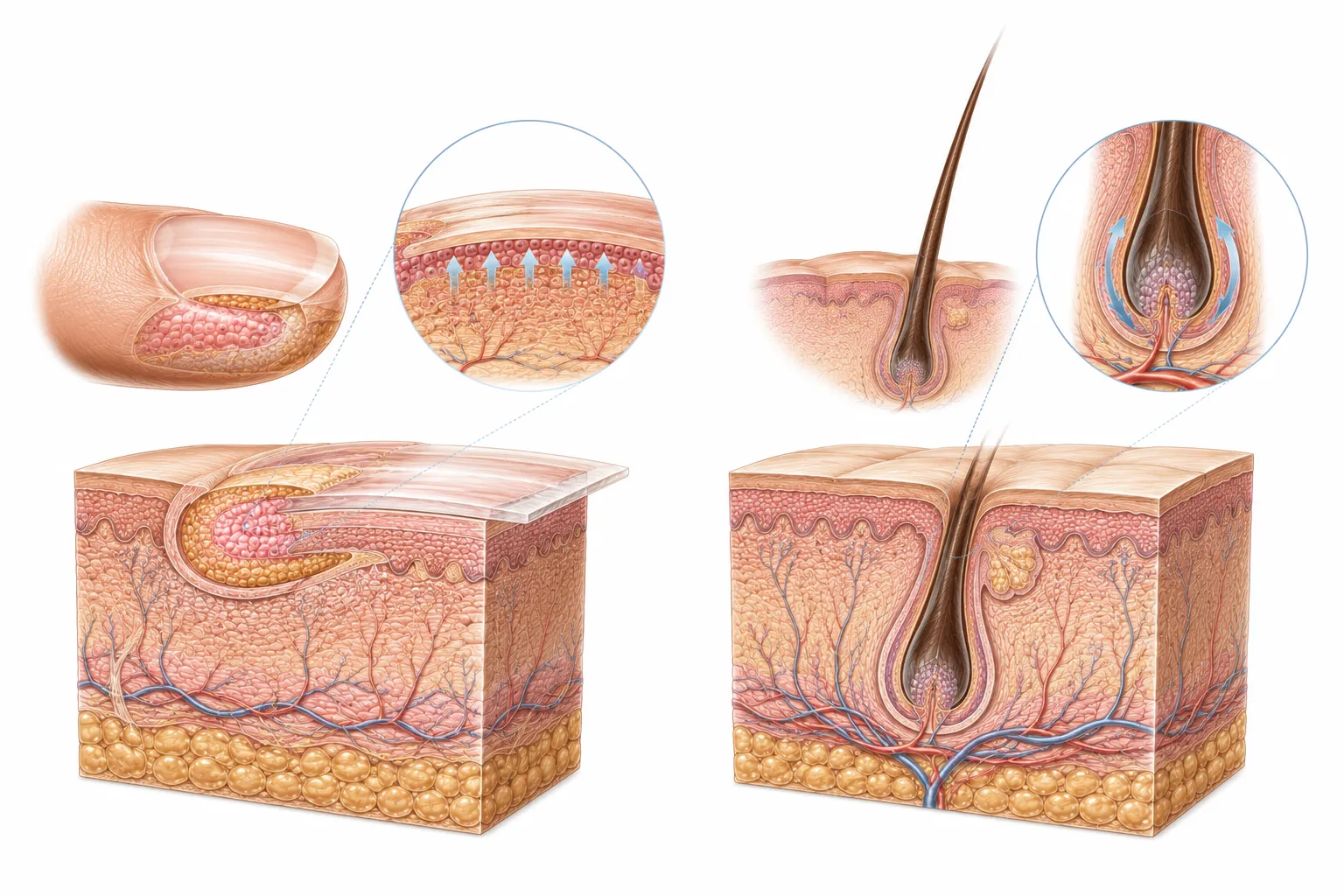 Why Do Nails Grow Faster Than Hair? explanatory diagram