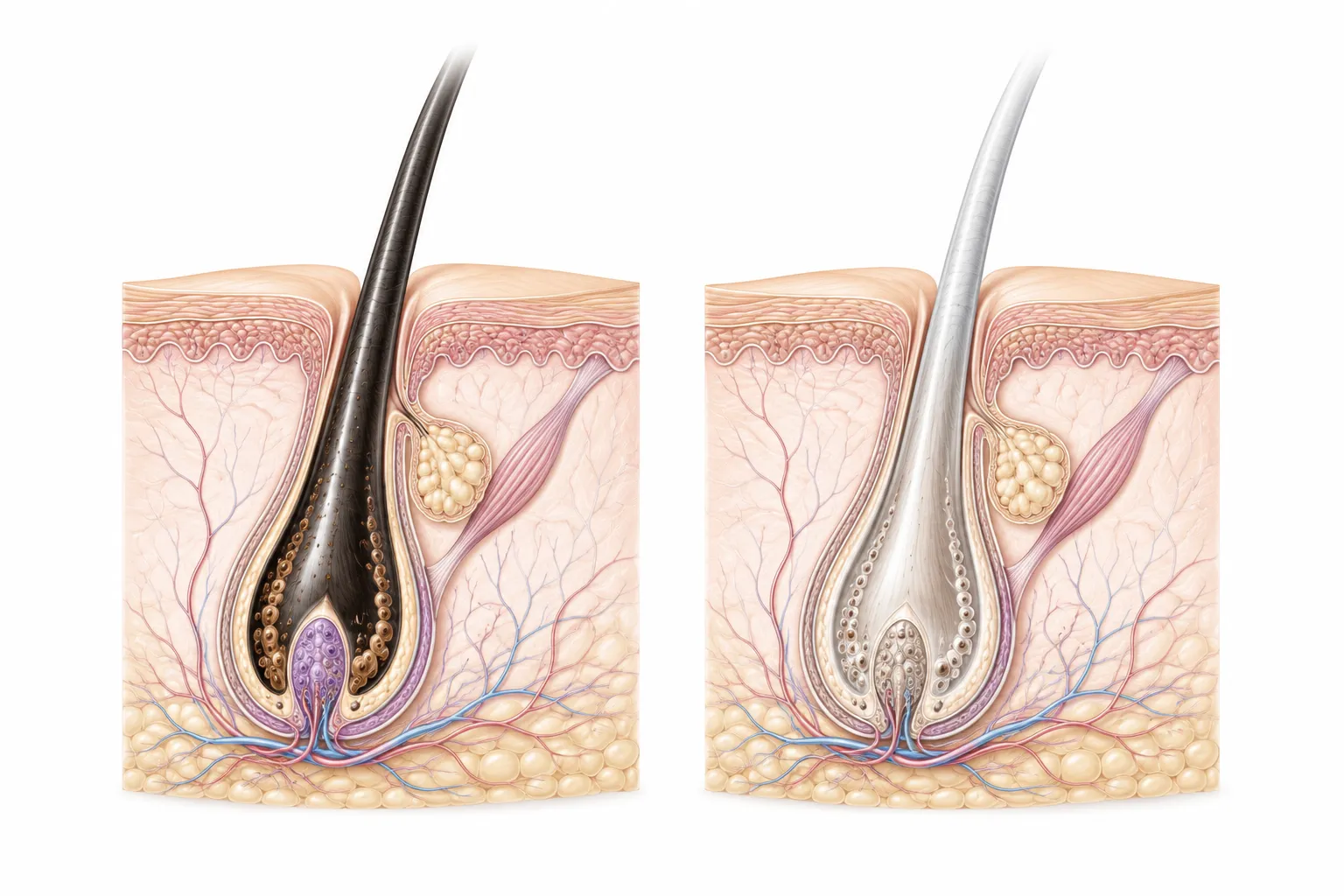 Why Does Hair Turn Gray? explanatory diagram