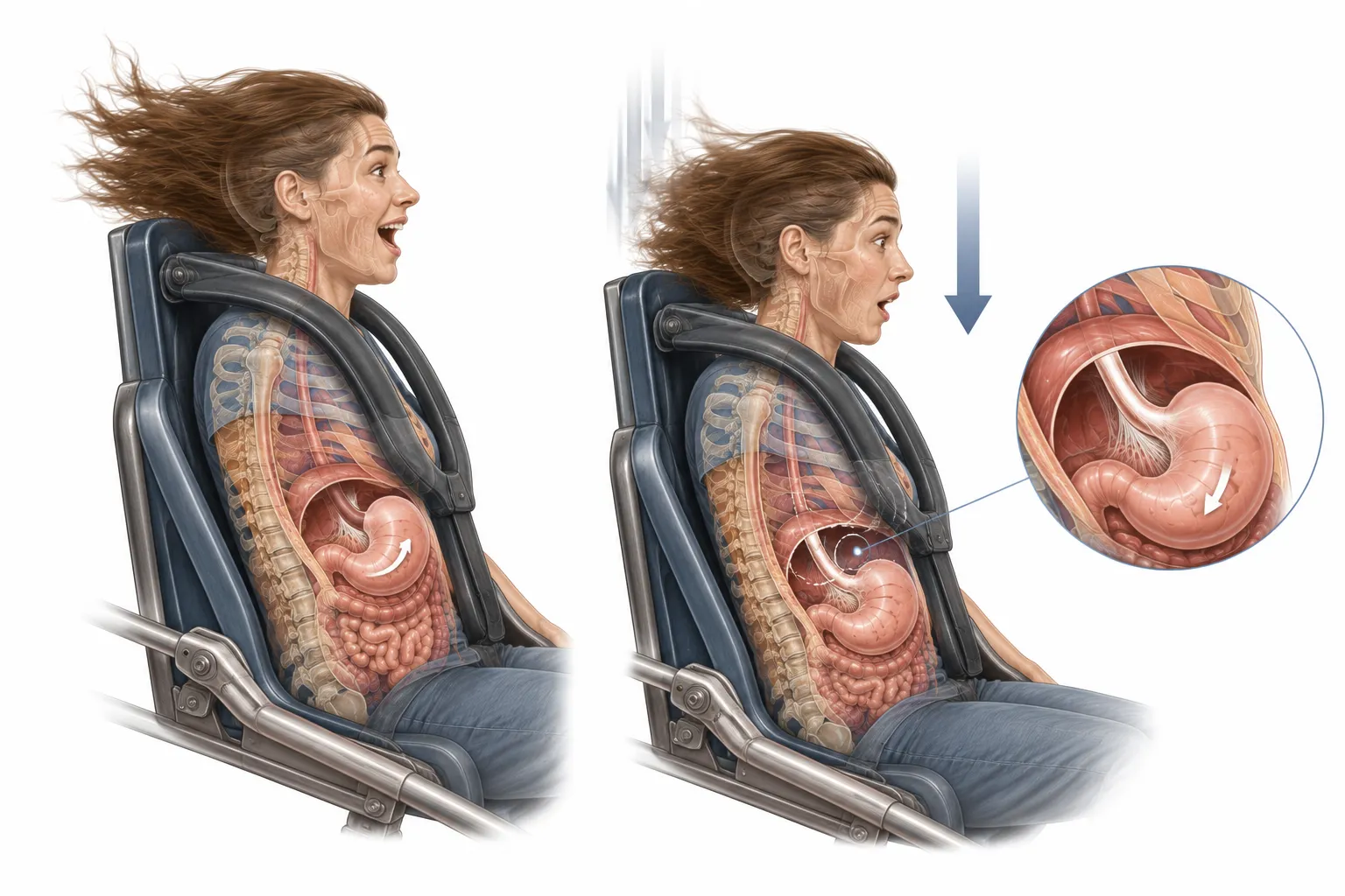 Why Does Your Stomach Drop on a Rollercoaster? explanatory diagram