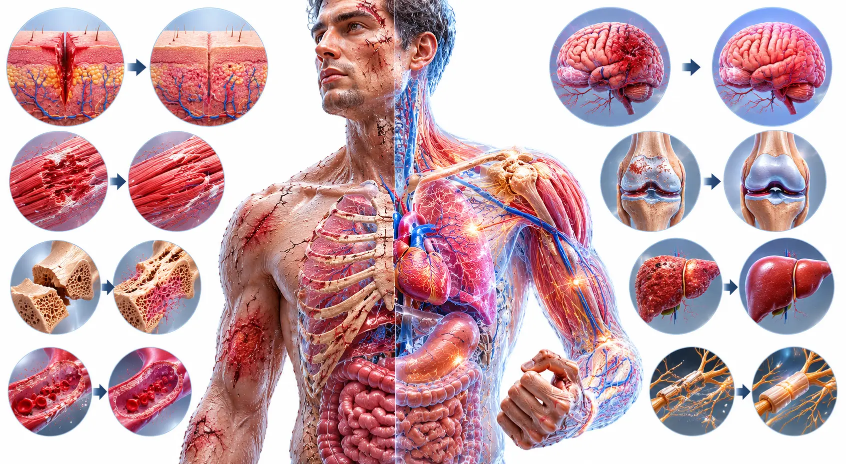 Close-up of skin healing at the cellular level