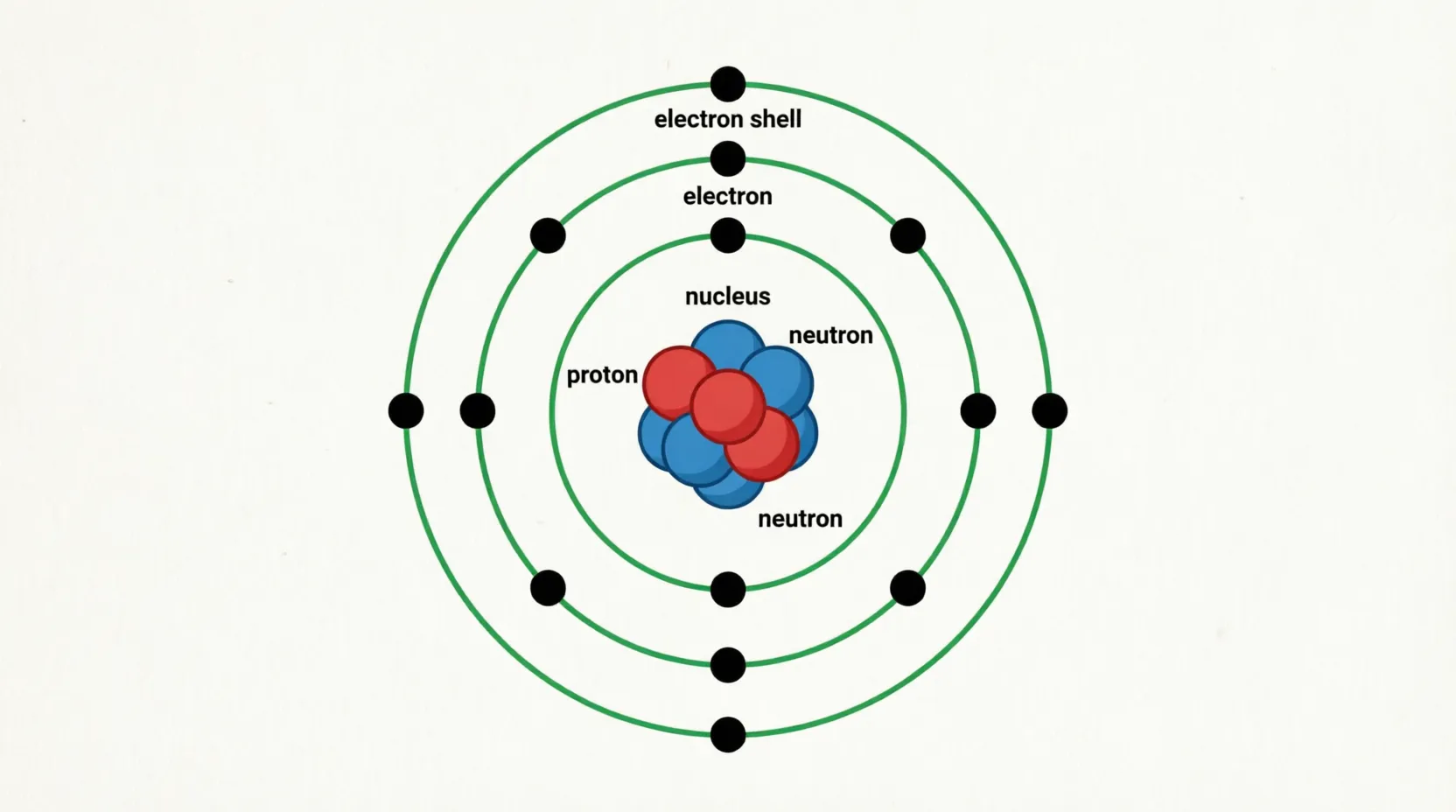 Diagram showing nucleus and electron orbitals