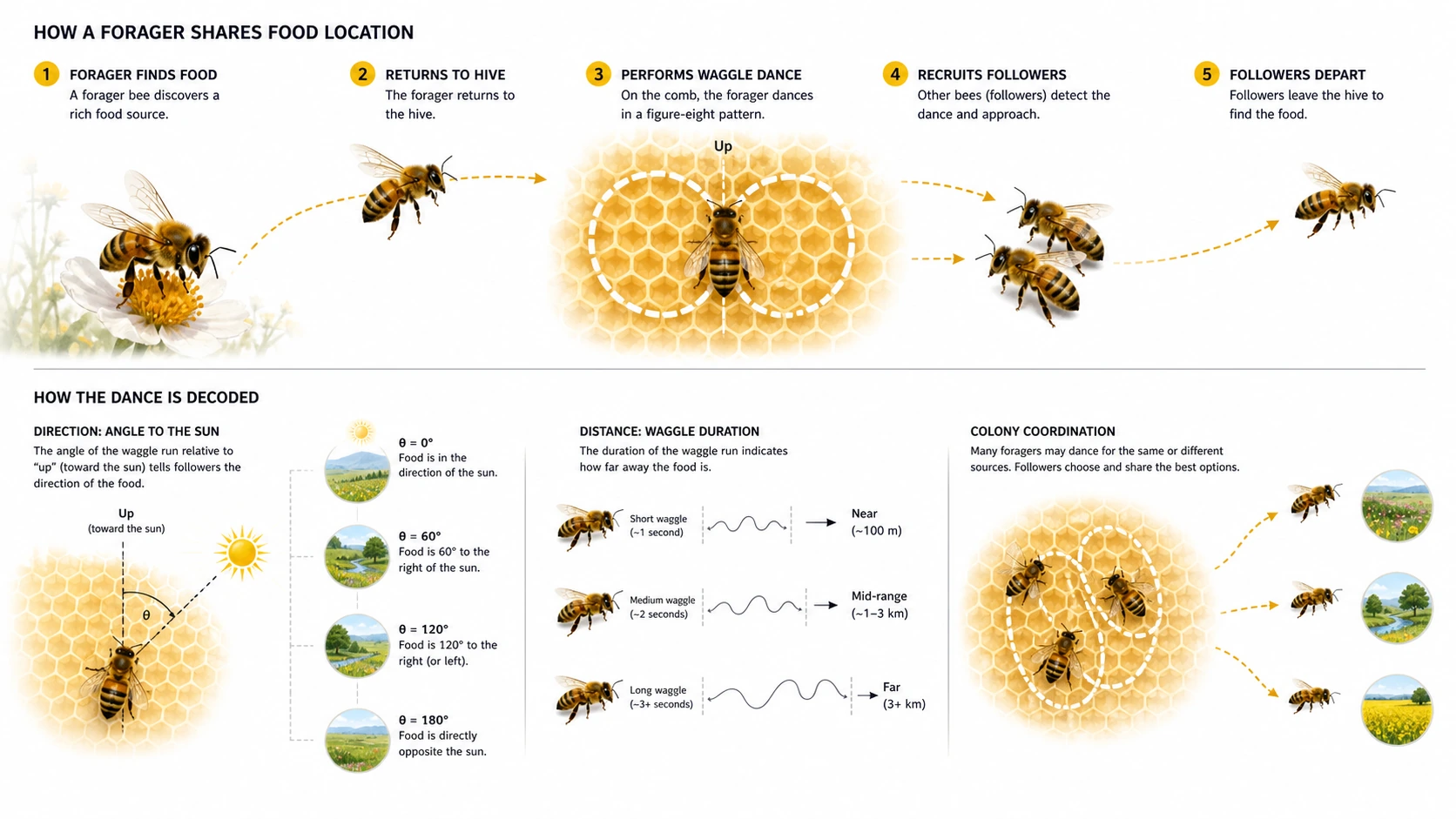 How Do Bees Communicate? explanatory diagram
