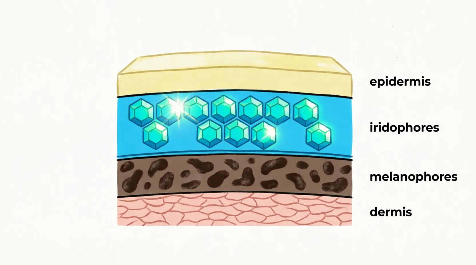 Diagram of iridophore nanocrystal lattice spacing change