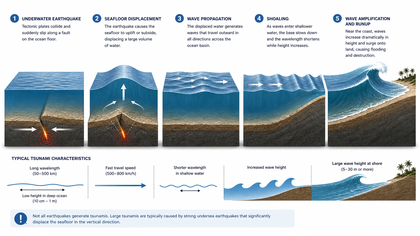 How Do Tsunamis Form? explanatory diagram