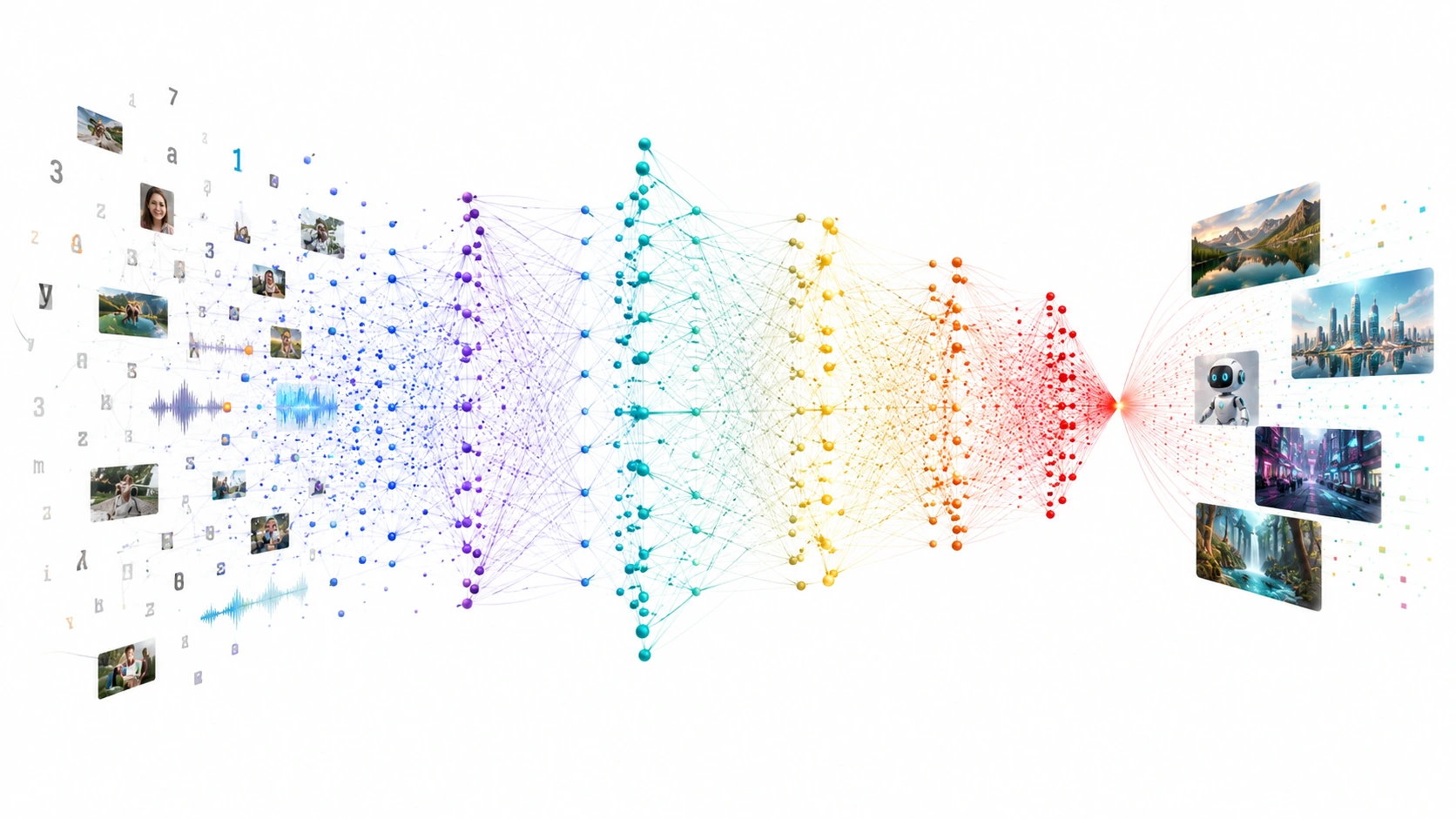 Abstract visualisation of a neural network with glowing nodes and connections