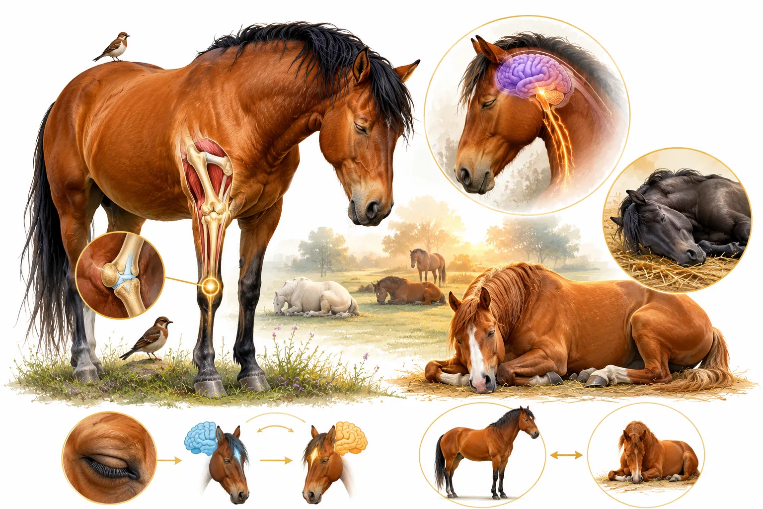 How Do Horses Sleep Standing Up? explanatory diagram