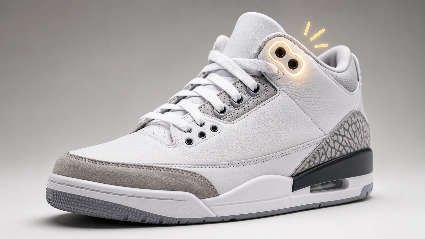 Close-up of a sneaker showing the extra top eyelets used for a heel lock