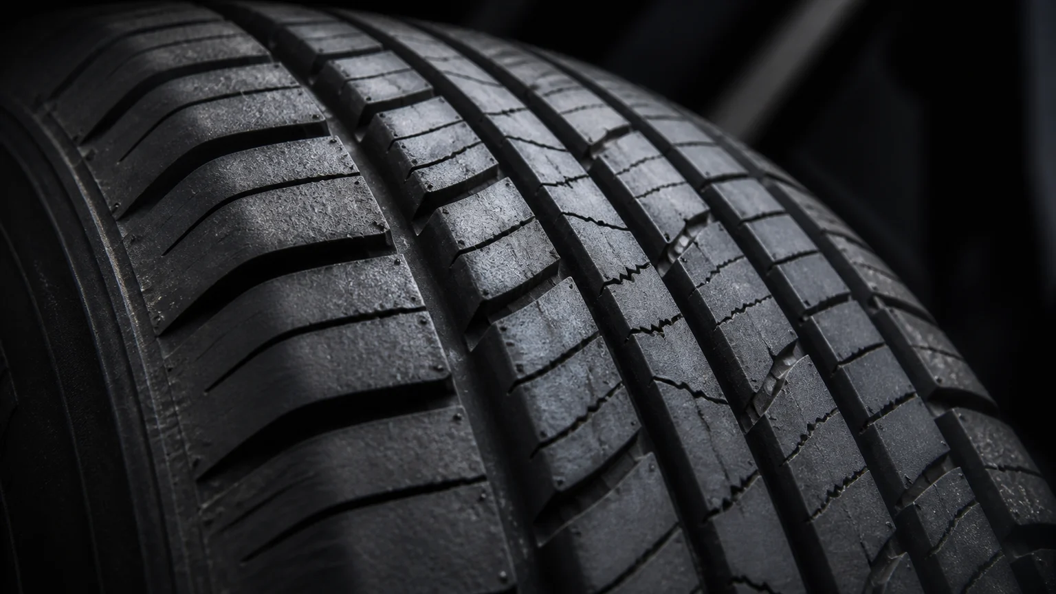 Car tire cross-section showing black rubber composition