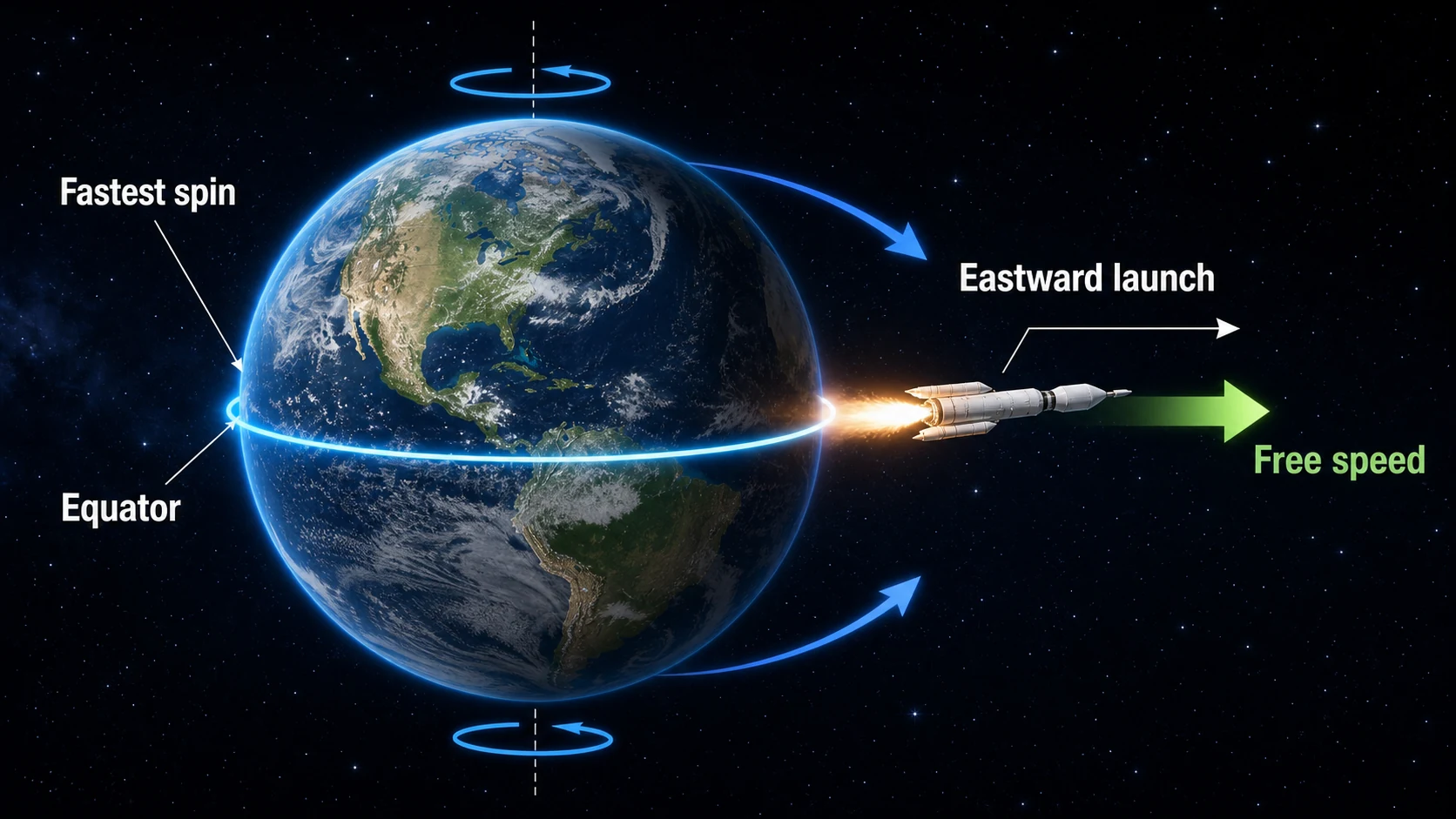 Why Are Rockets Launched Near the Equator? explanatory diagram