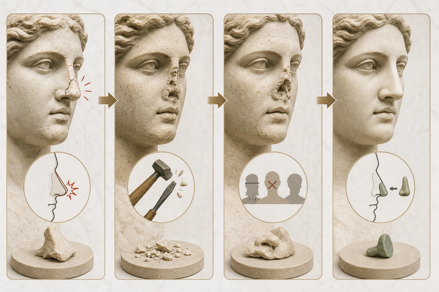 Why Are Statues Missing Their Noses? explanatory diagram
