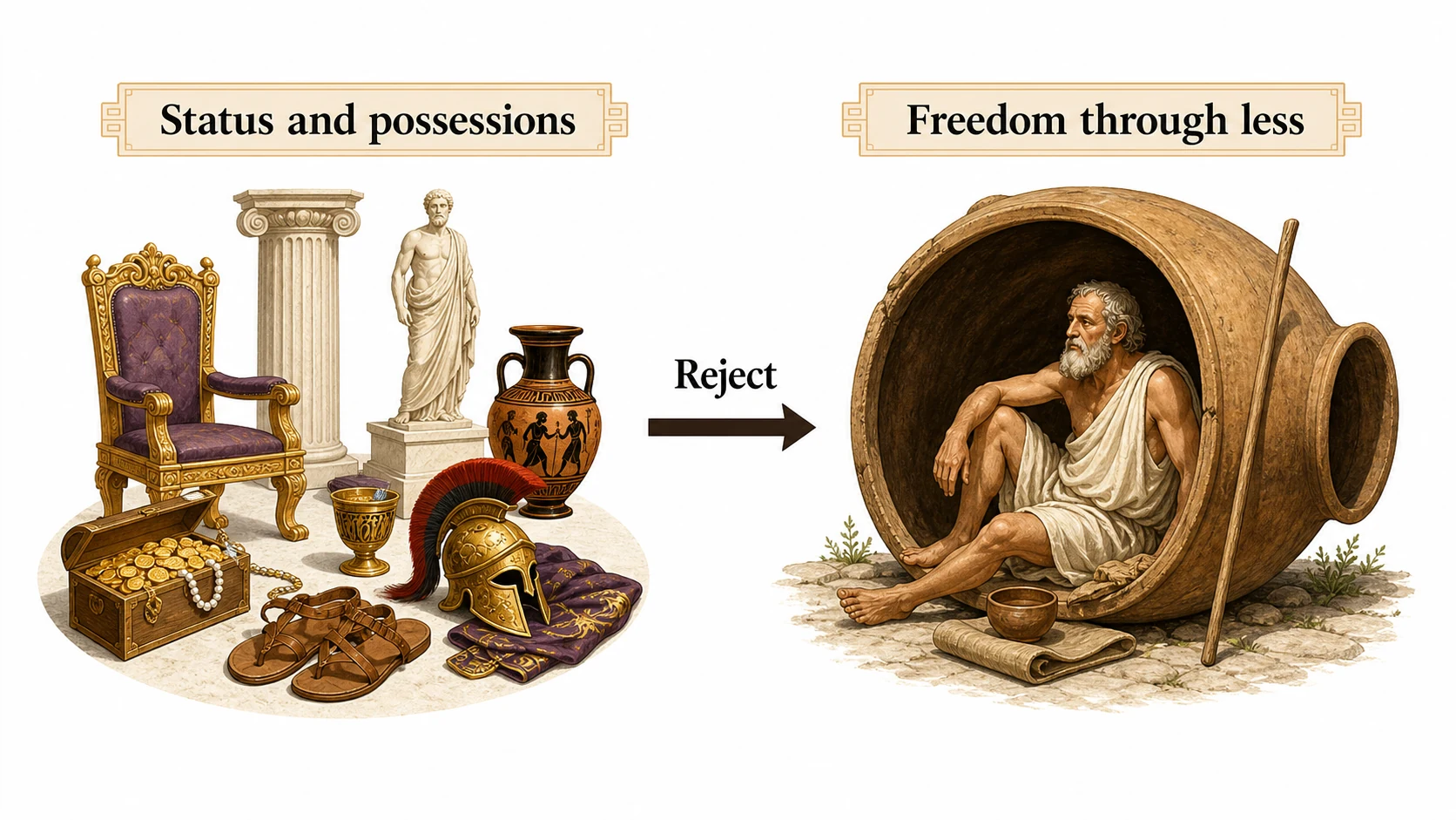 Why Did Diogenes Live in a Barrel? explanatory diagram