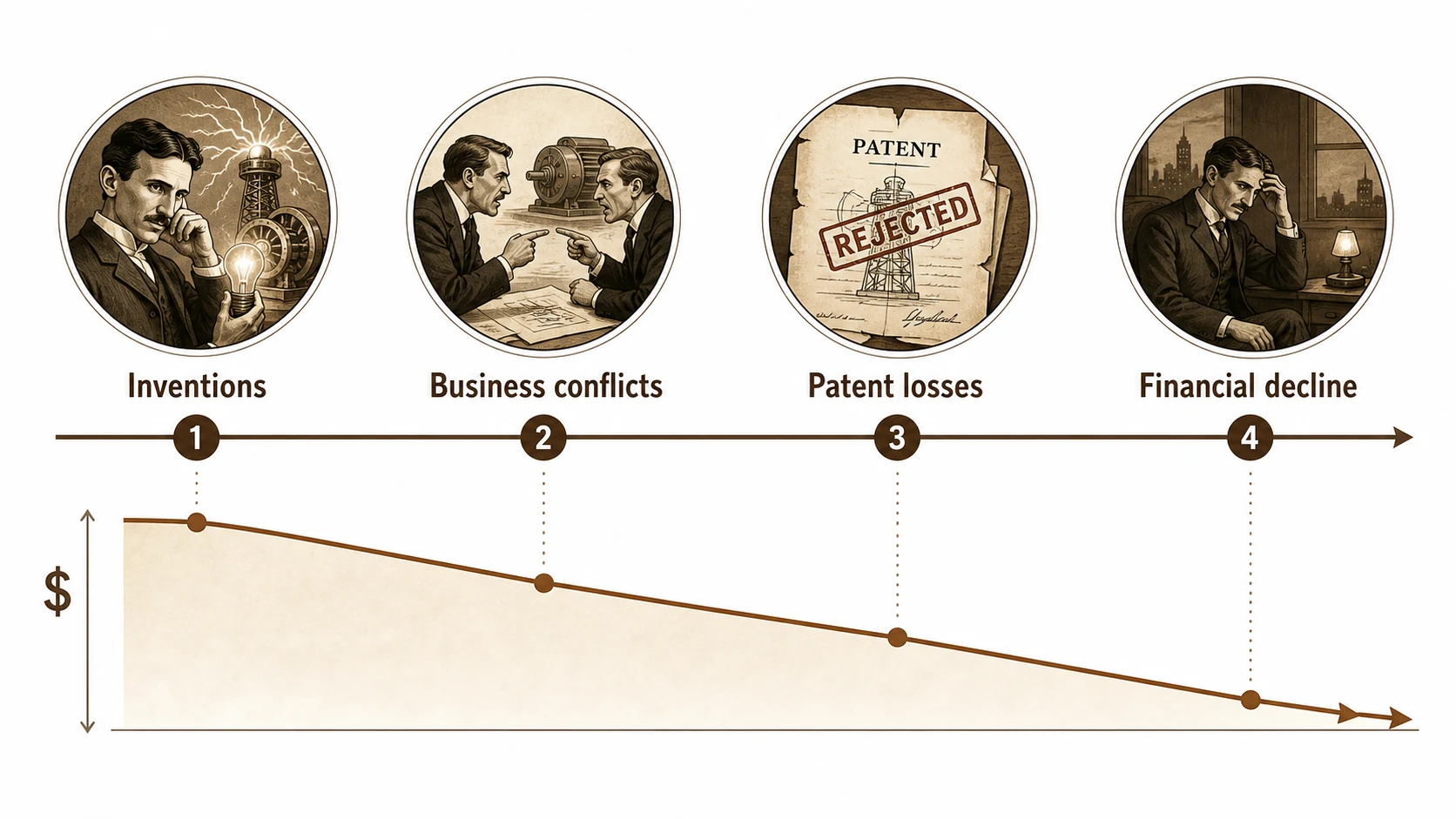 Why Did Nikola Tesla Die Poor? explanatory diagram