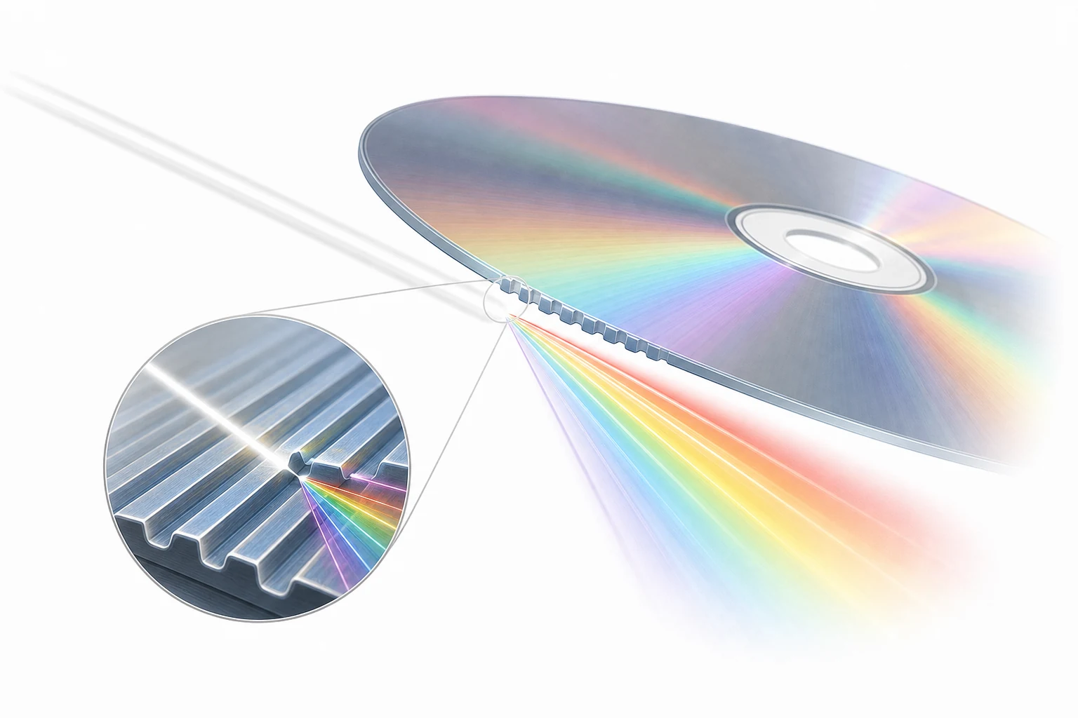 Why Does a CD Make a Rainbow? explanatory diagram