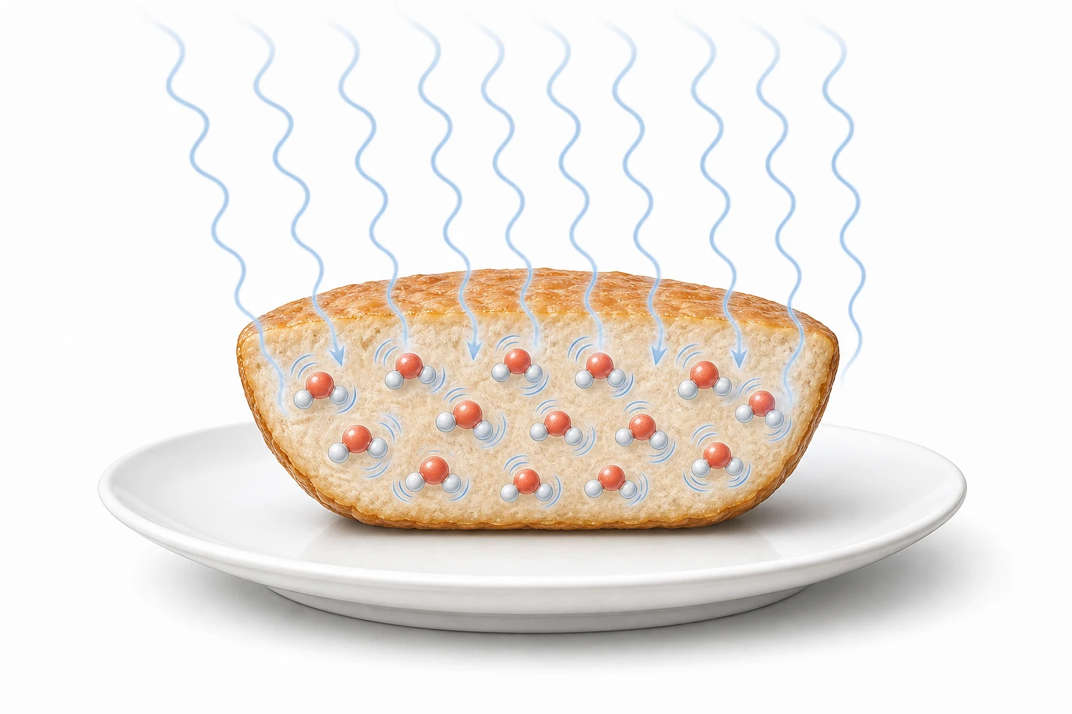 Why Does a Microwave Heat Food but Not the Plate? explanatory diagram