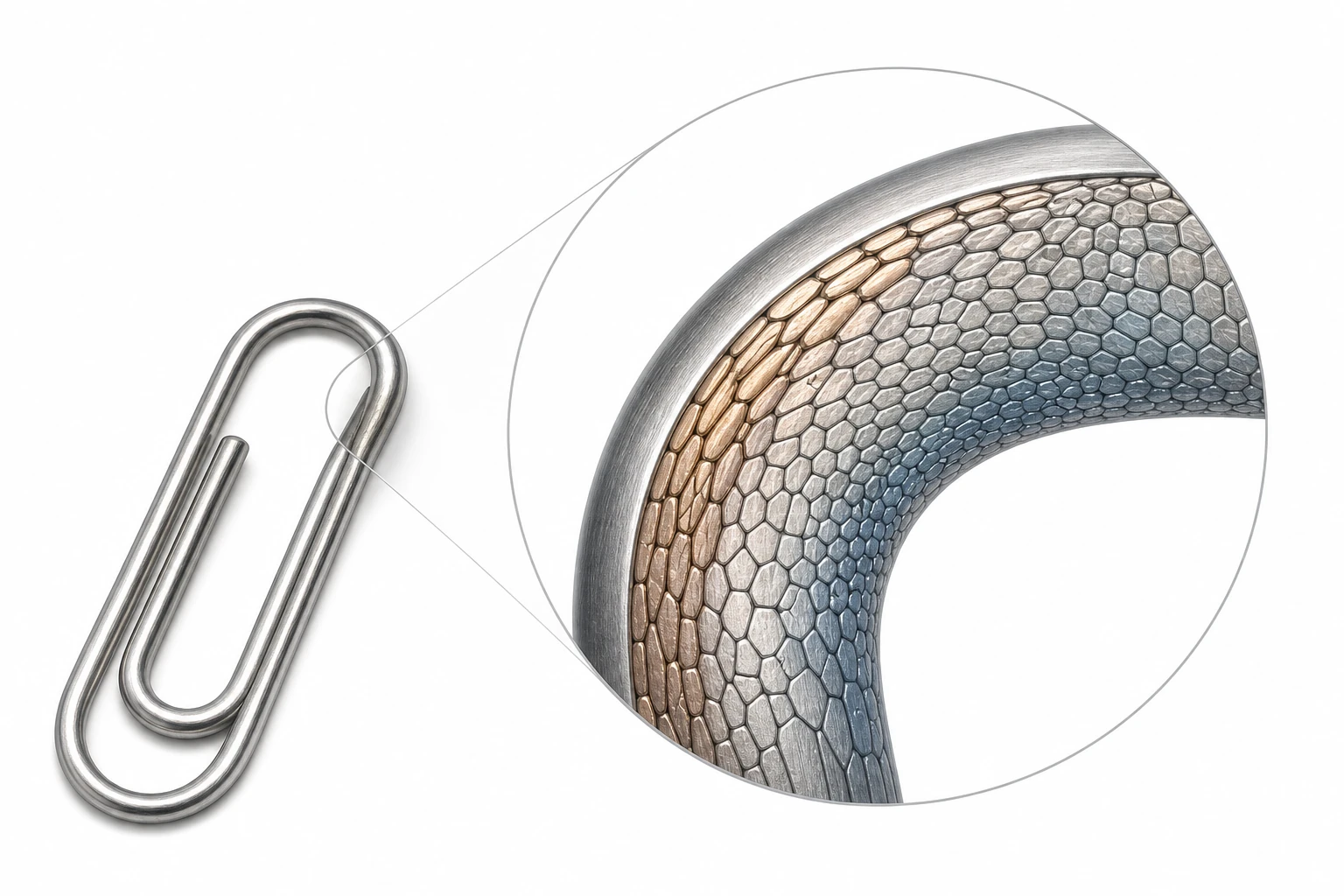 Why Does a Paperclip Bend but Not Break? explanatory diagram