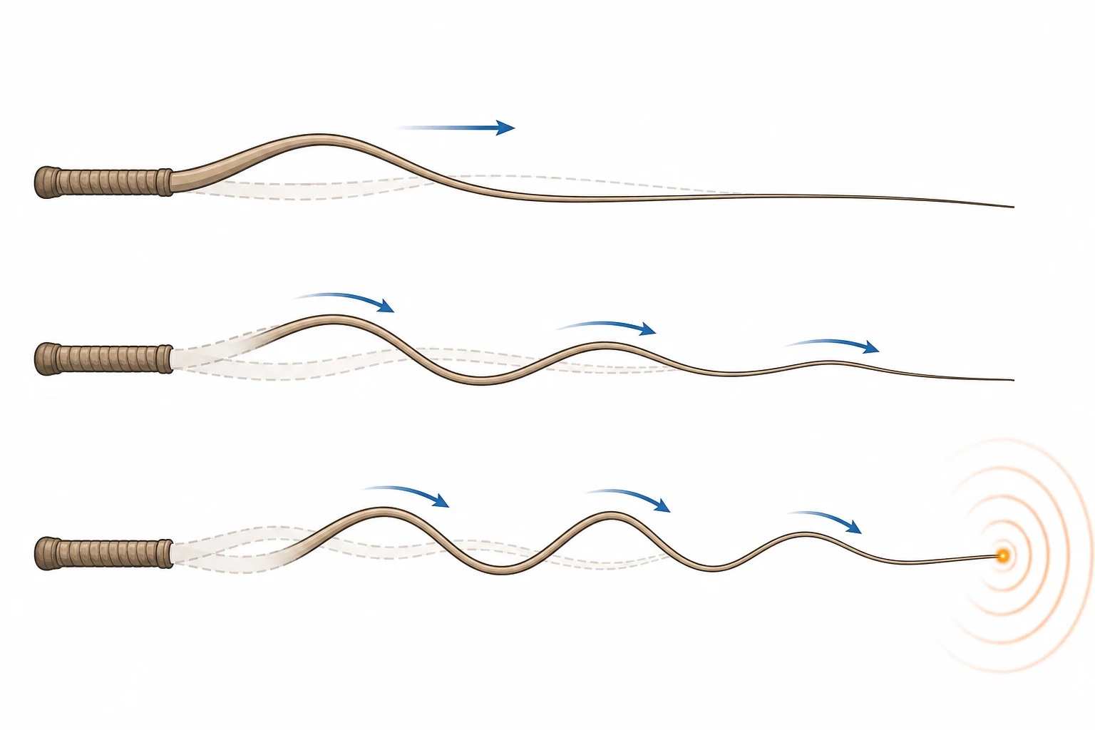 Why Does a Whip Crack? explanatory diagram