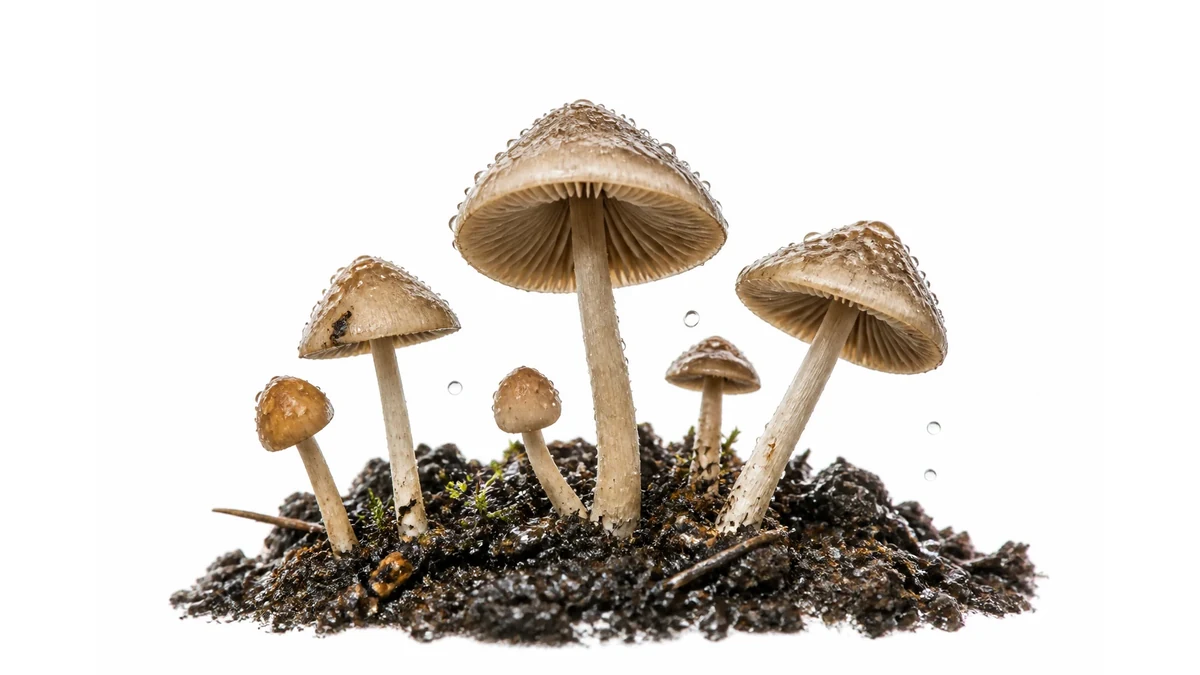 Editorial illustration of mushrooms growing after a rainstorm