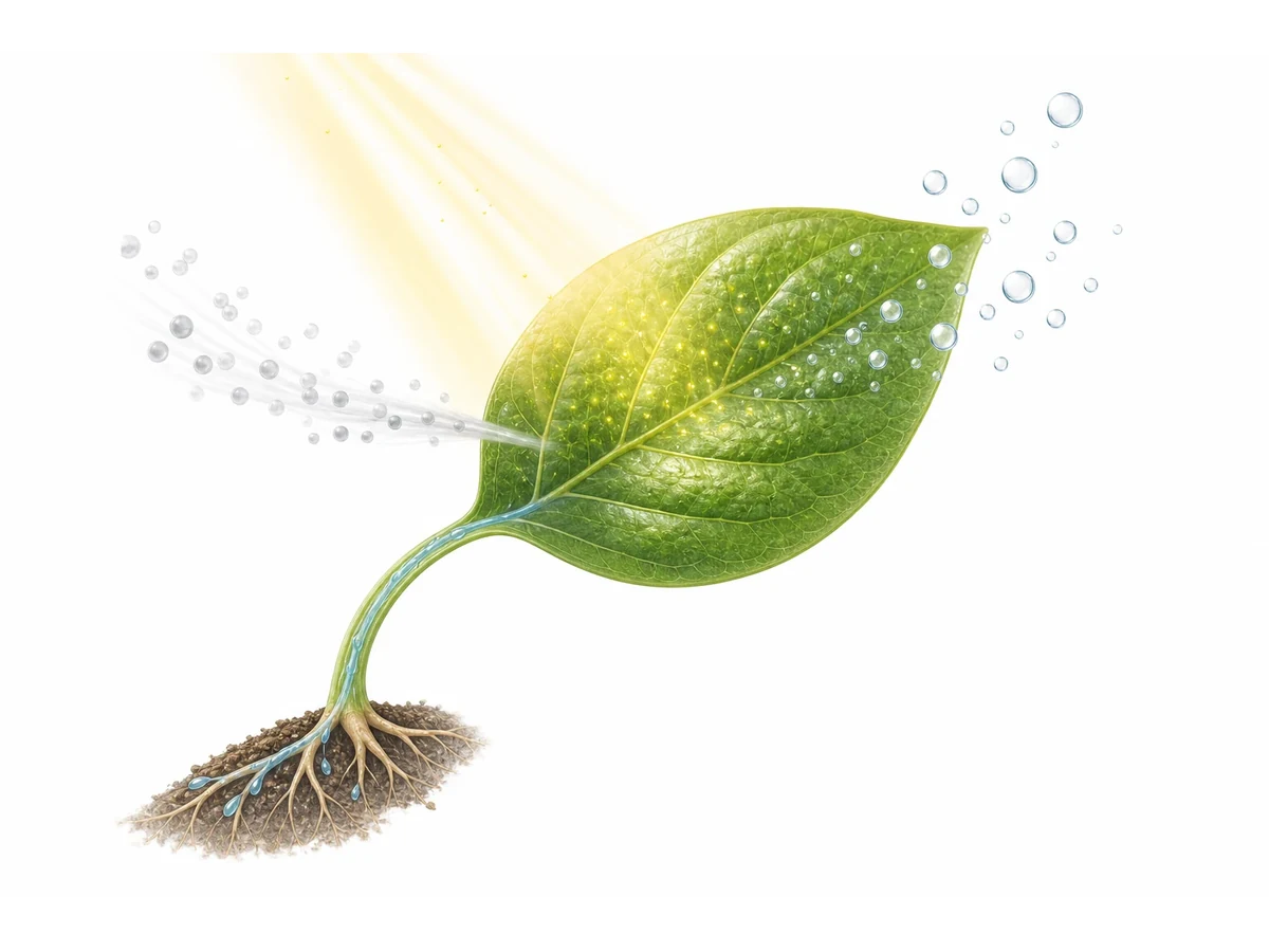 Diagram showing photosynthesis and oxygen production