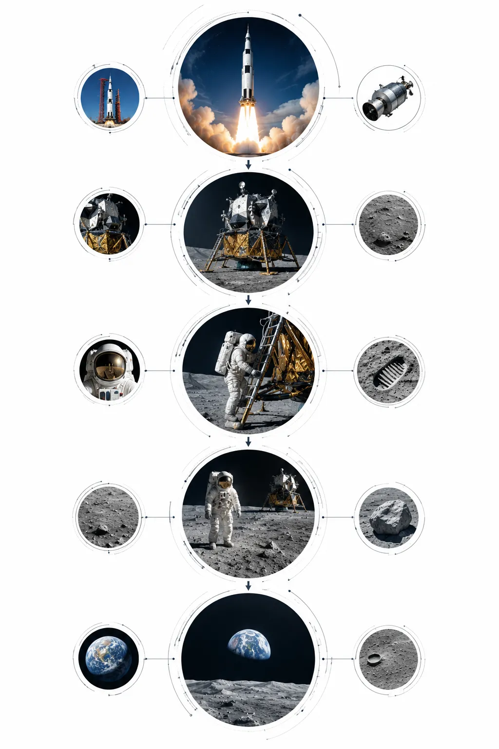 Diagram showing the layout of the lunar module and the decision for Armstrong to exit first