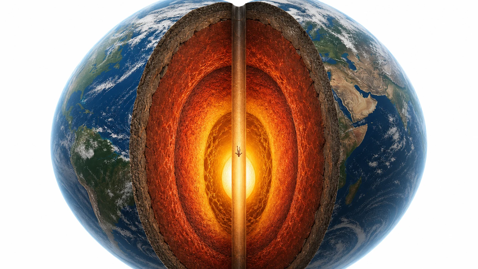 What Happens If You Dig a Hole Through the Earth? explanatory diagram