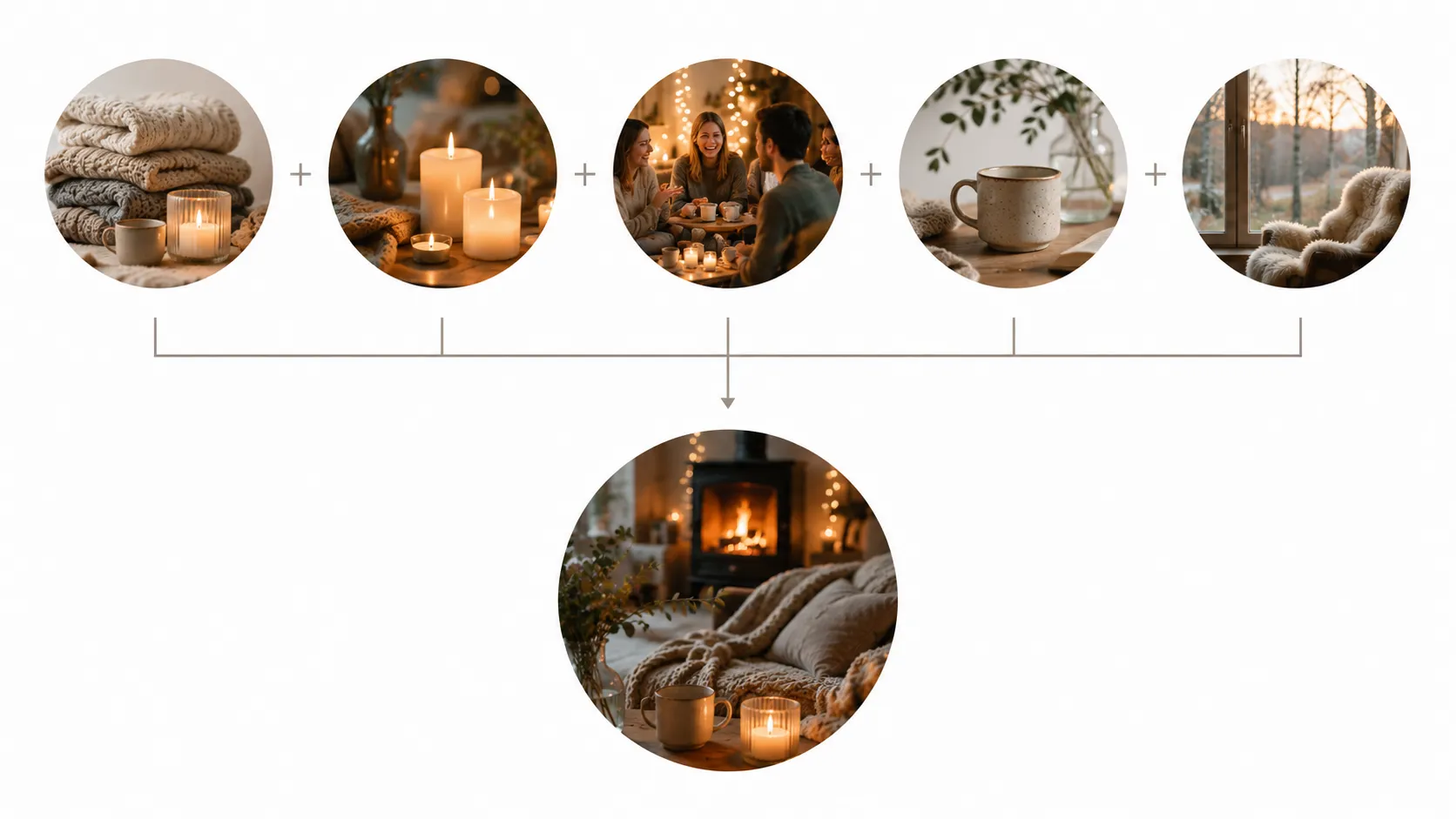 Diagram showing the key elements that combine to create a genuine Hygge experience