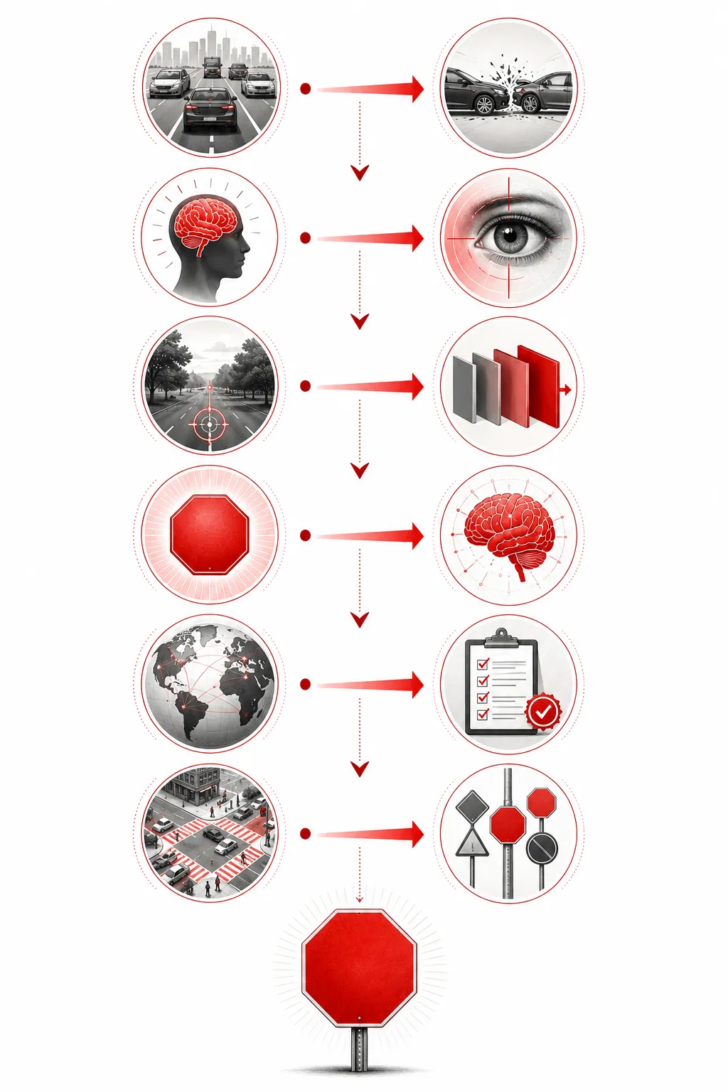 Diagram showing the reasons stop signs became red