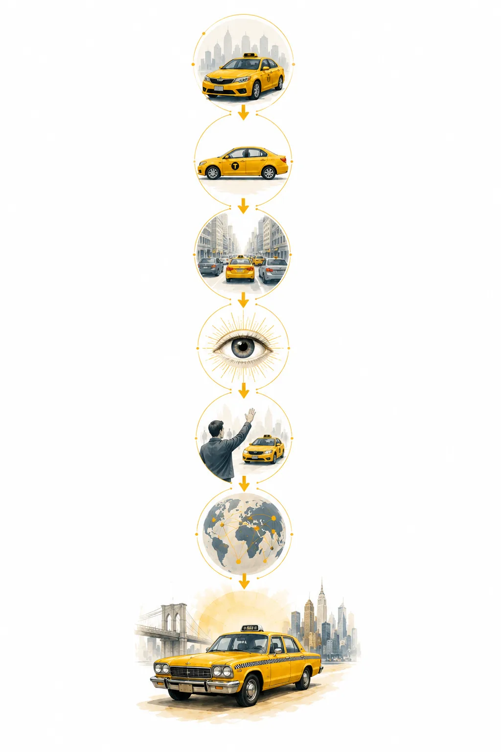Diagram showing why taxis are often painted yellow