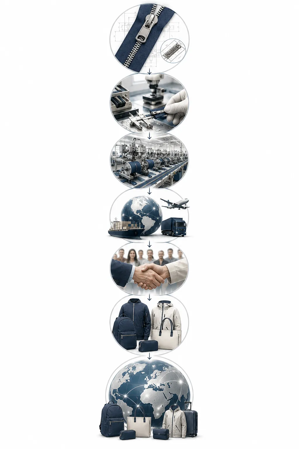 Diagram showing the reasons YKK zippers became common on clothing and bags