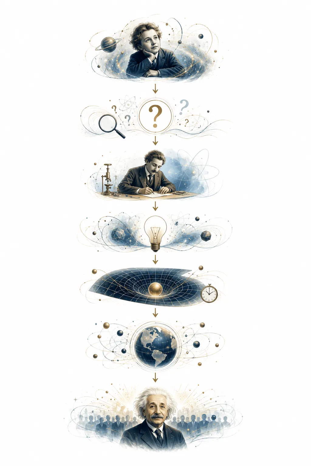 Diagram showing Einstein's four major 1905 papers and their impact