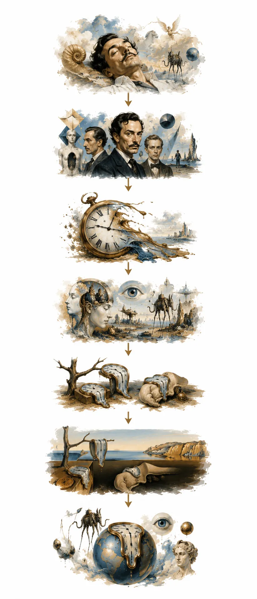 Diagram analyzing the elements of Dali's painting