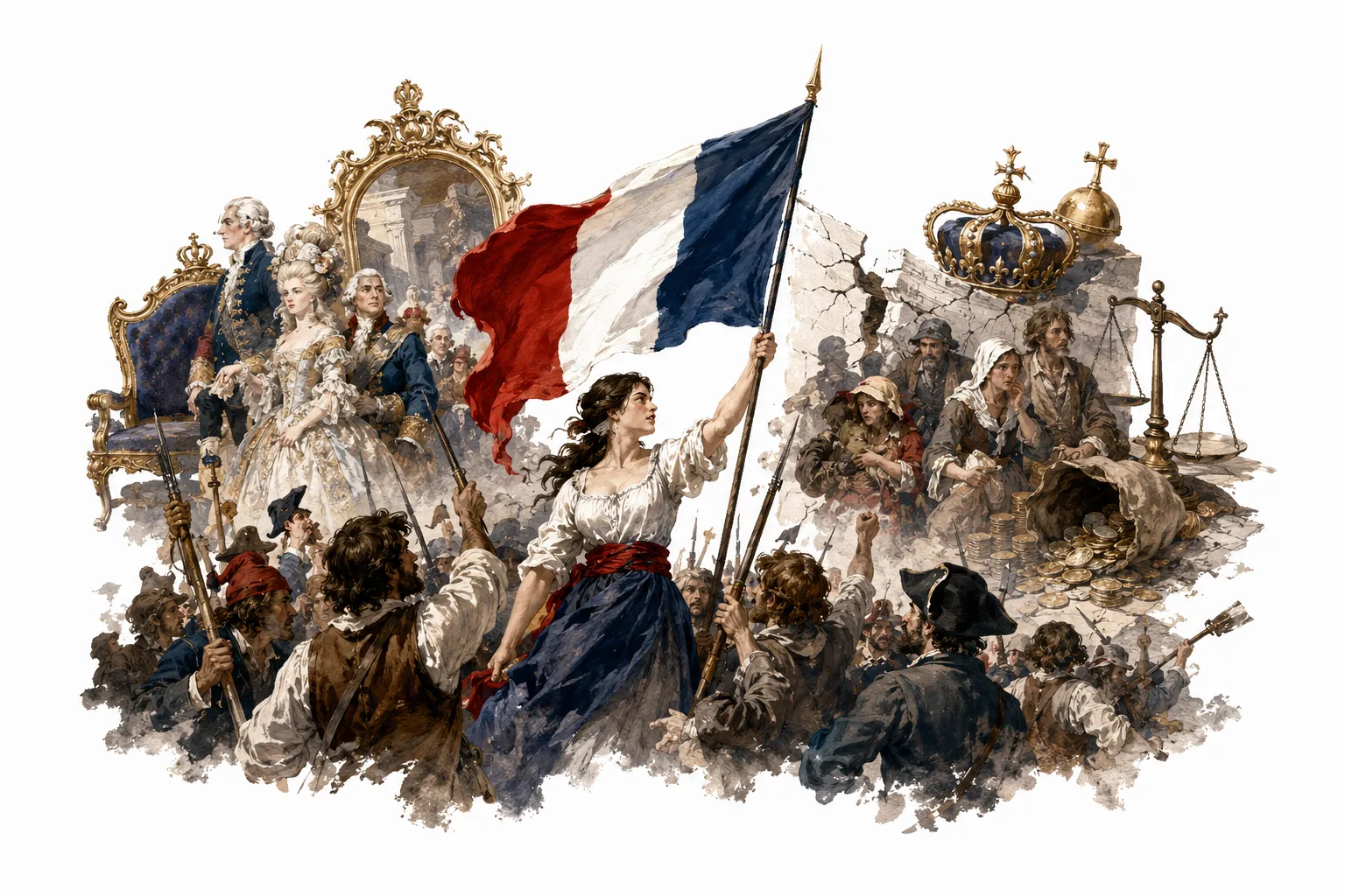 Editorial illustration of the storming of the Bastille
