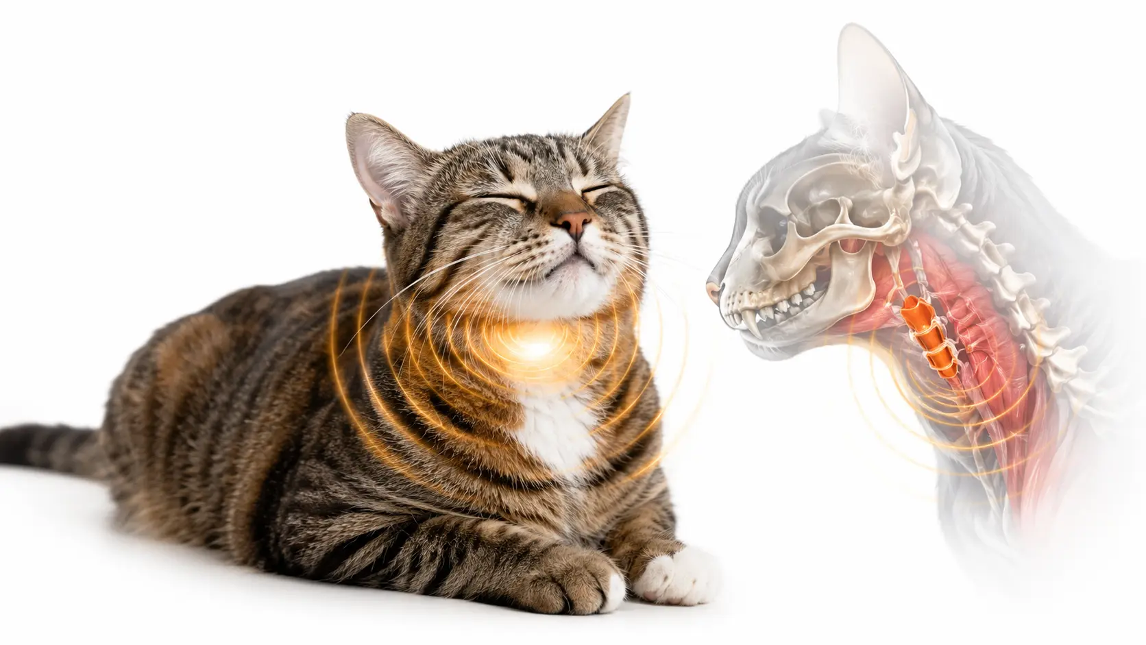 Relaxed cat purring with eyes partially closed
