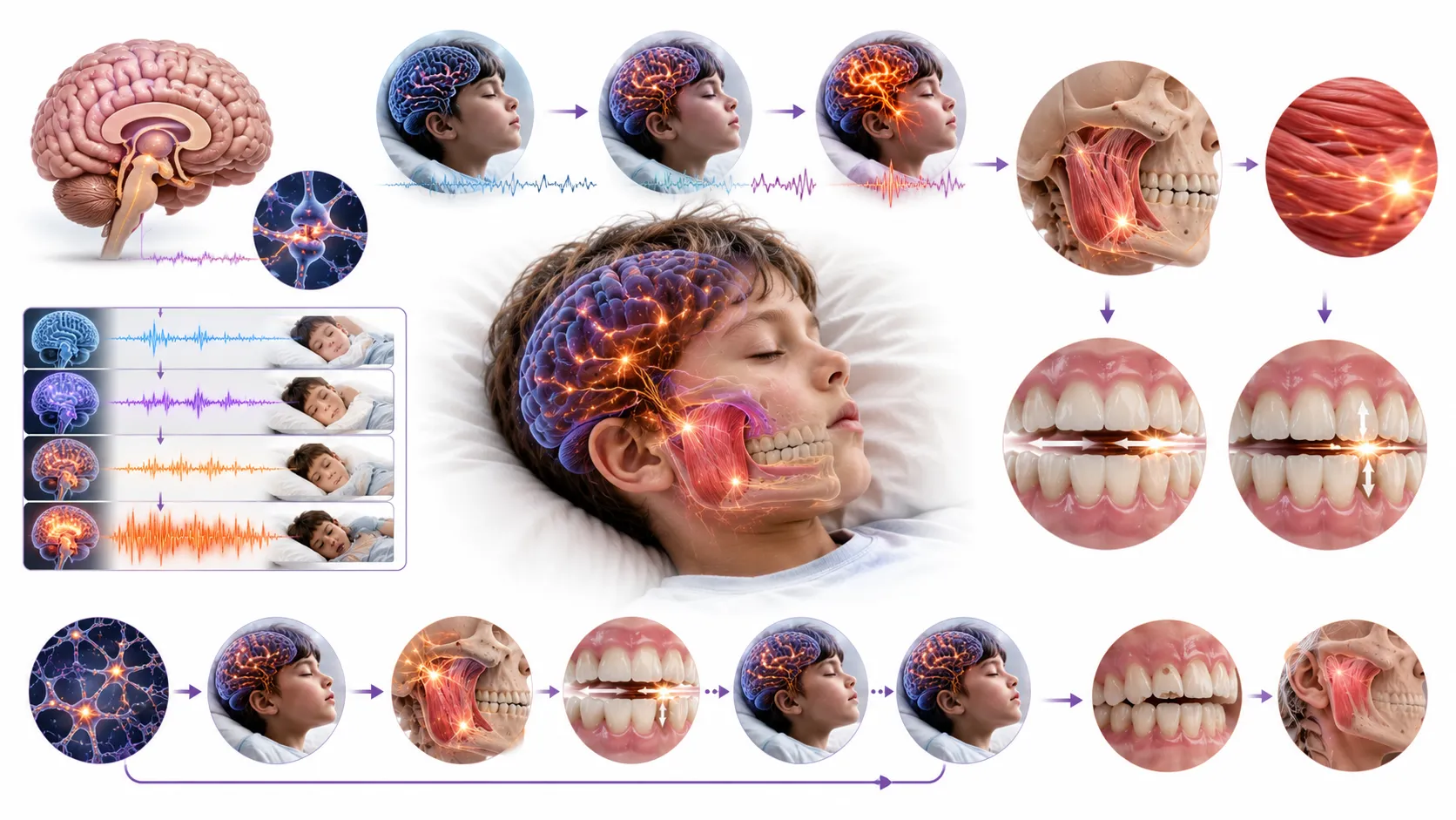 Diagram showing jaw muscle activation during sleep bruxism