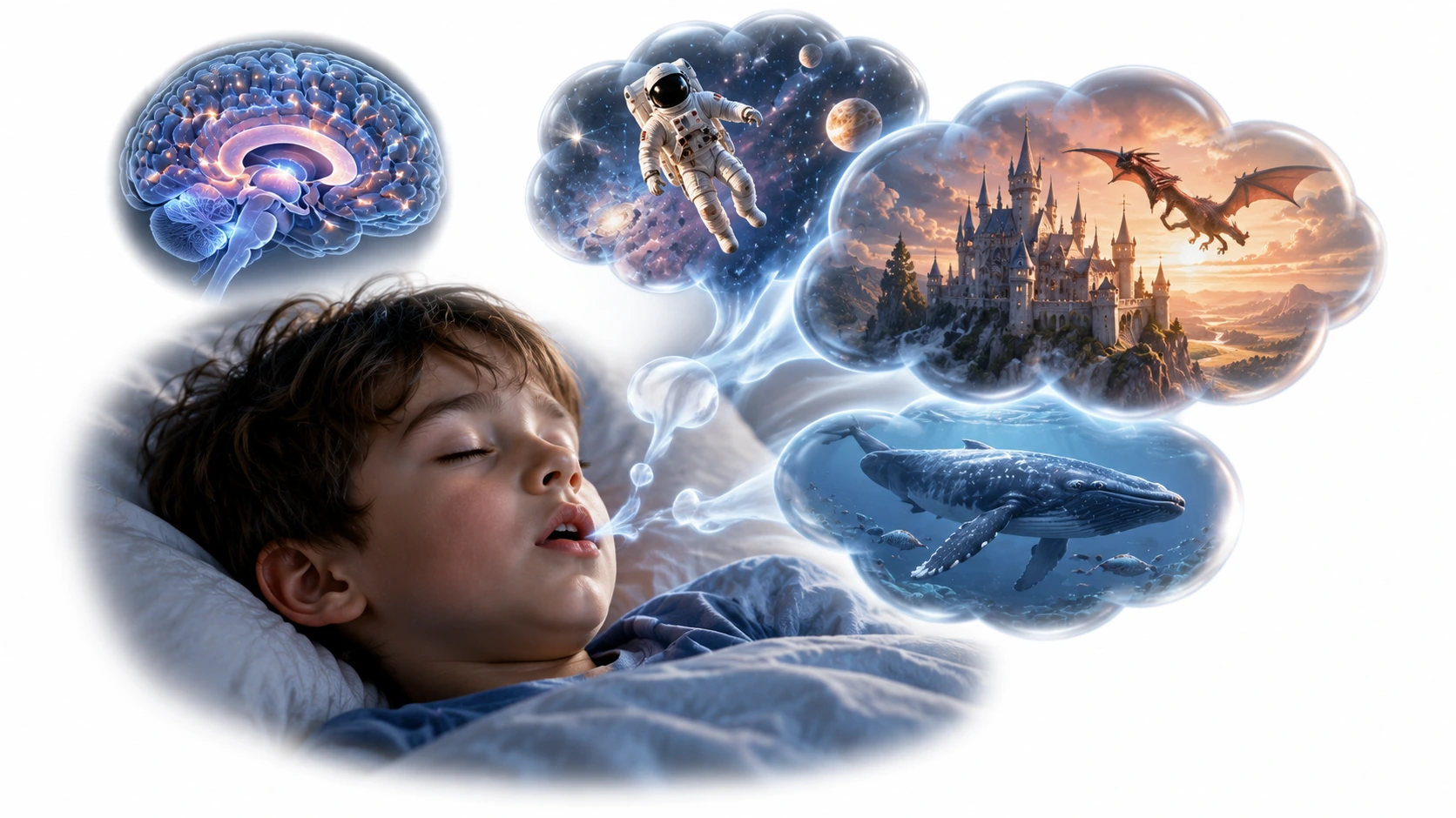 Young child sleeping peacefully in bed at night
