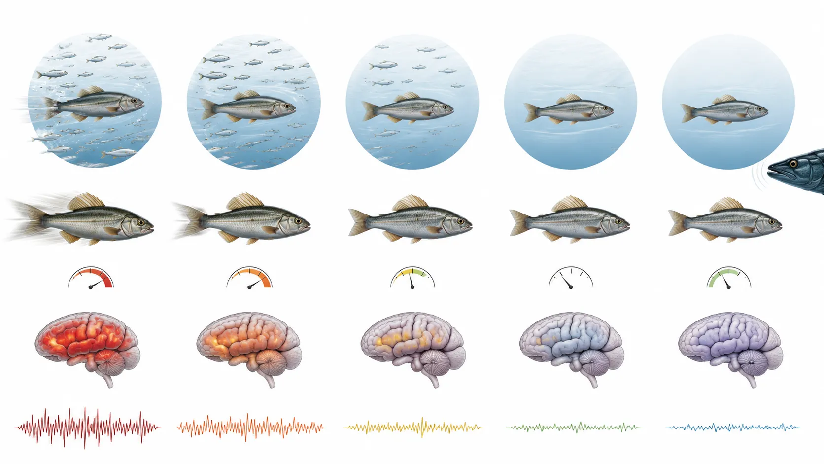 Diagram comparing sleep behaviors in zebrafish, parrotfish, and sharks