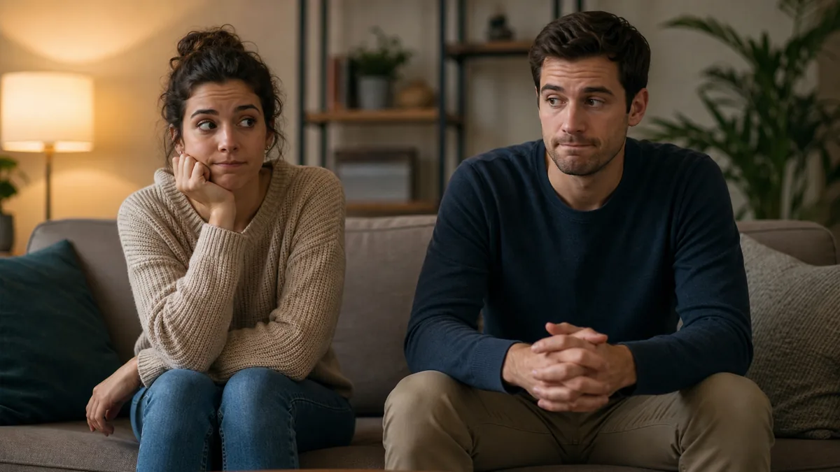 Two people sitting across from each other with a visible distance between them