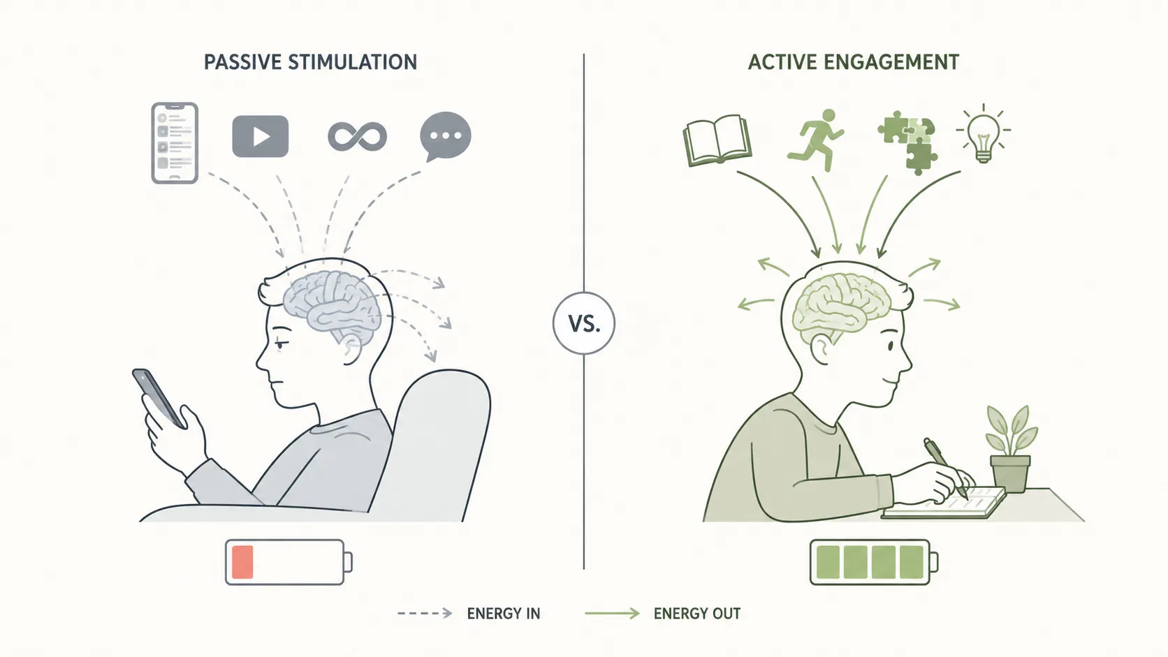 Diagram showing how inactivity disrupts cortisol, dopamine, circulation, and circadian signals over a day