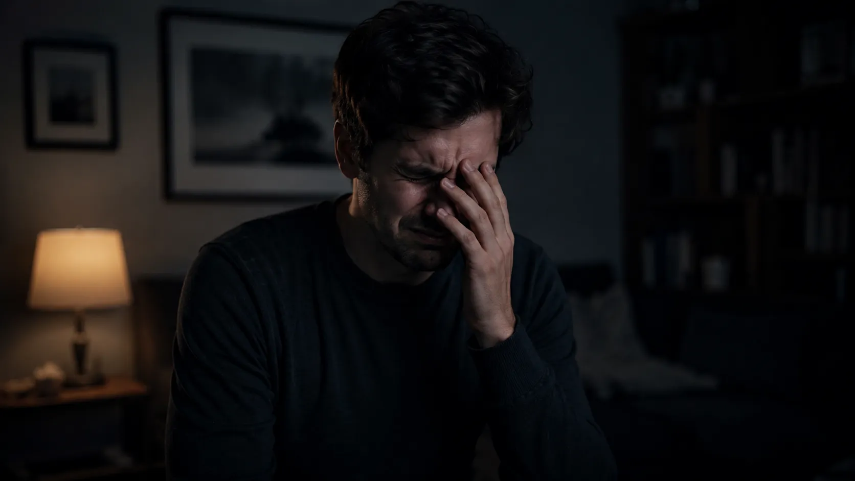 Person covering their face with their hands in a gesture of cringe or embarrassment