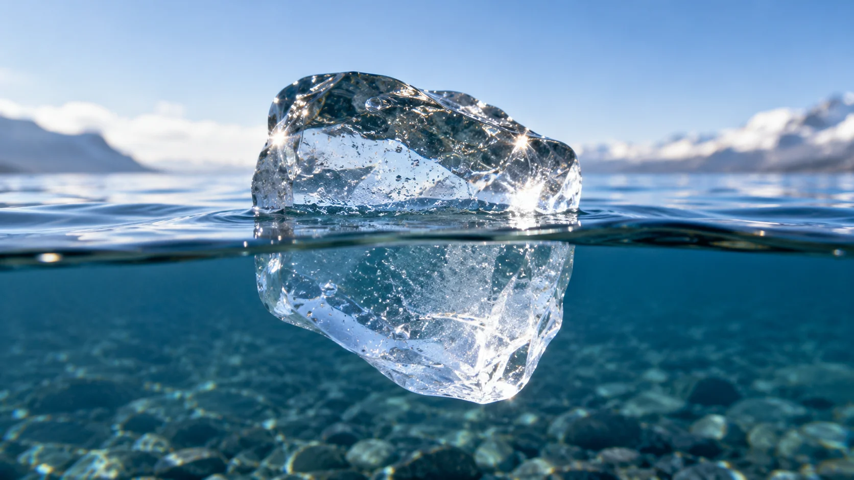 Large chunk of ice floating in dark polar water