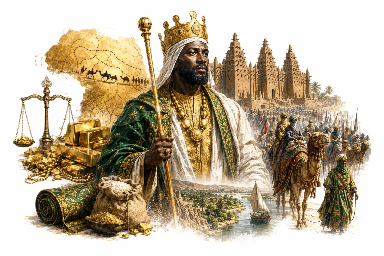 Diagram showing Mansa Musa's wealth compared to modern billionaires